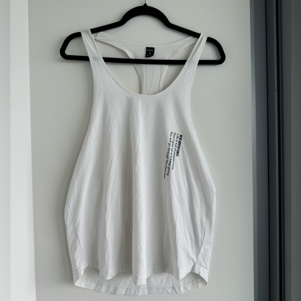 White exercise racerback tank top